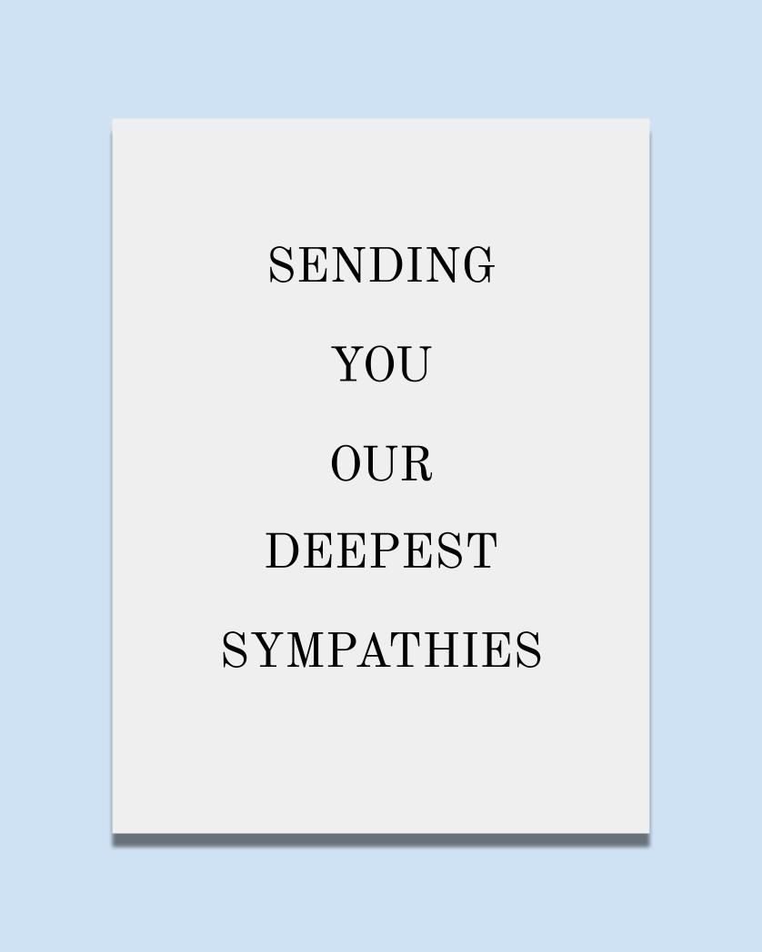 Card design "Sending you our deepest sympathies"