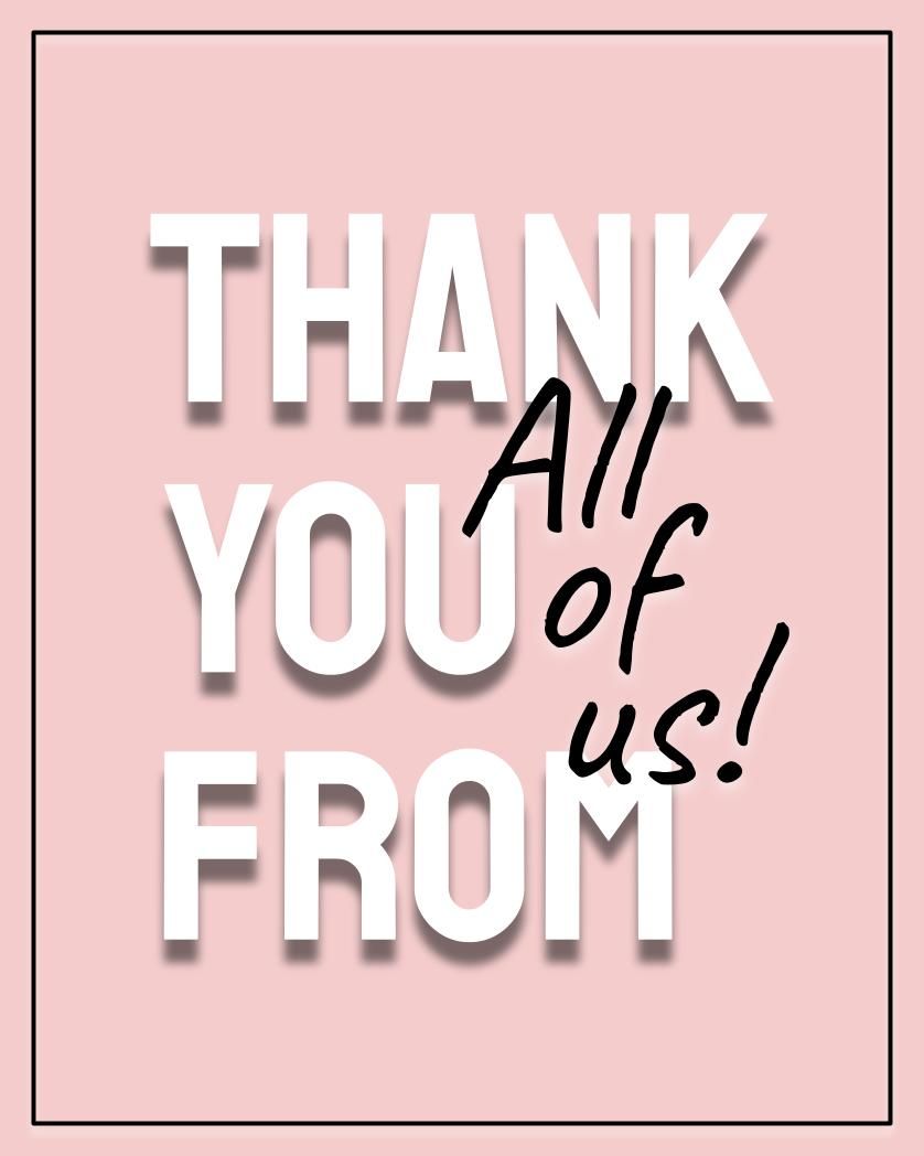 Card design "Thank you from all of us"