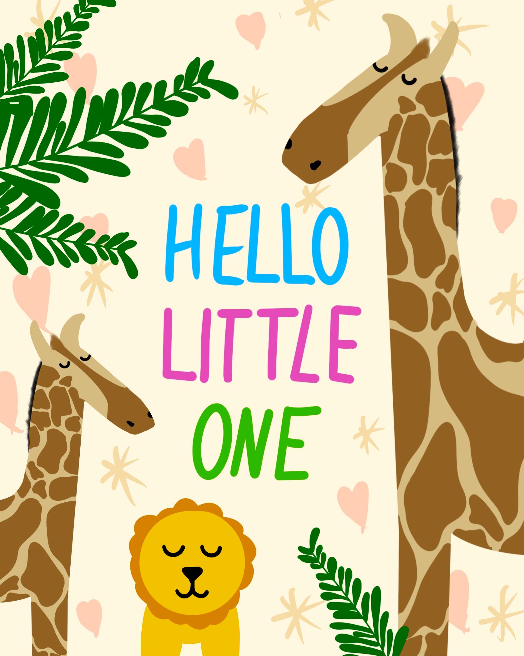 Card design "hello little one"