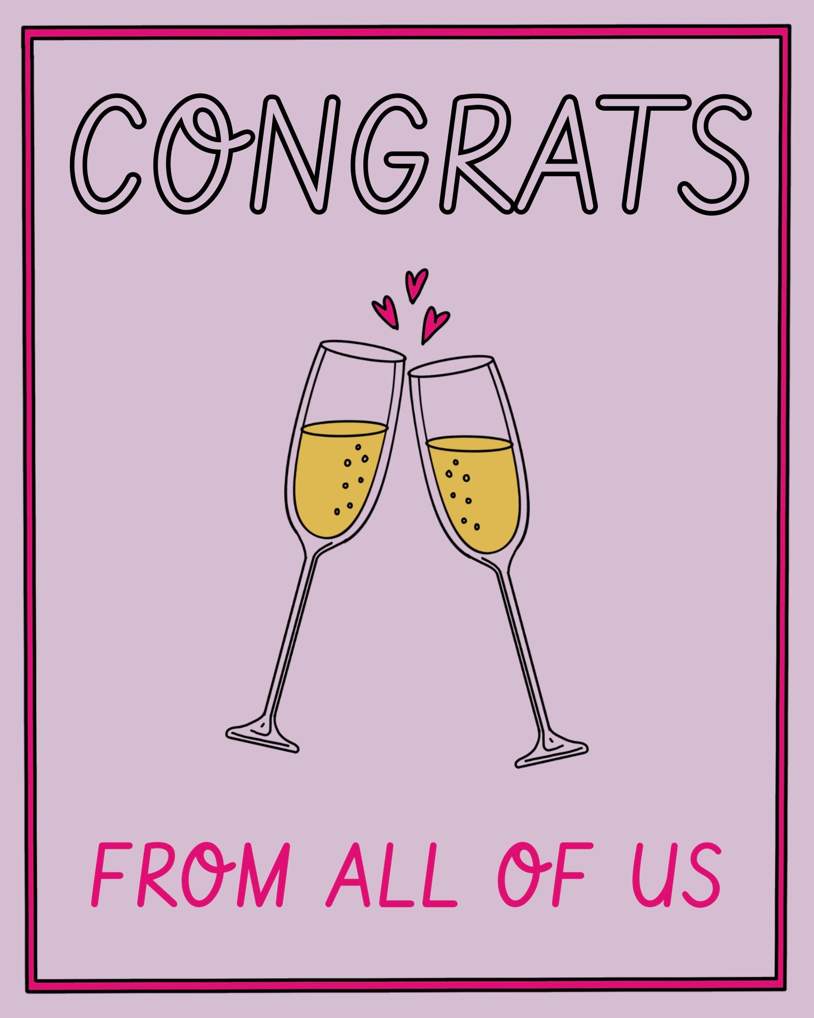 Card design "congrats from all of us"