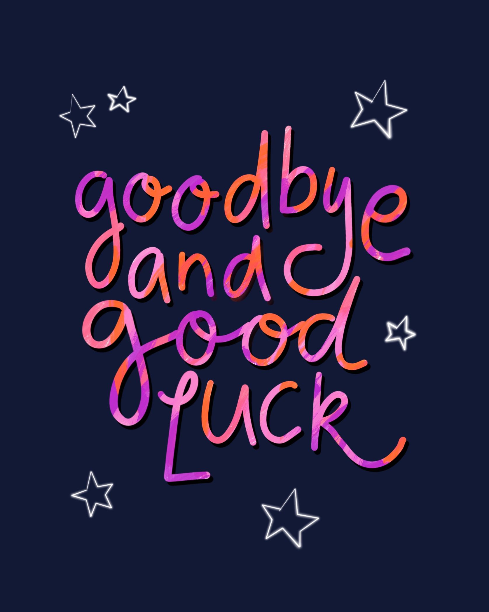Card design "goodbye and good luck"