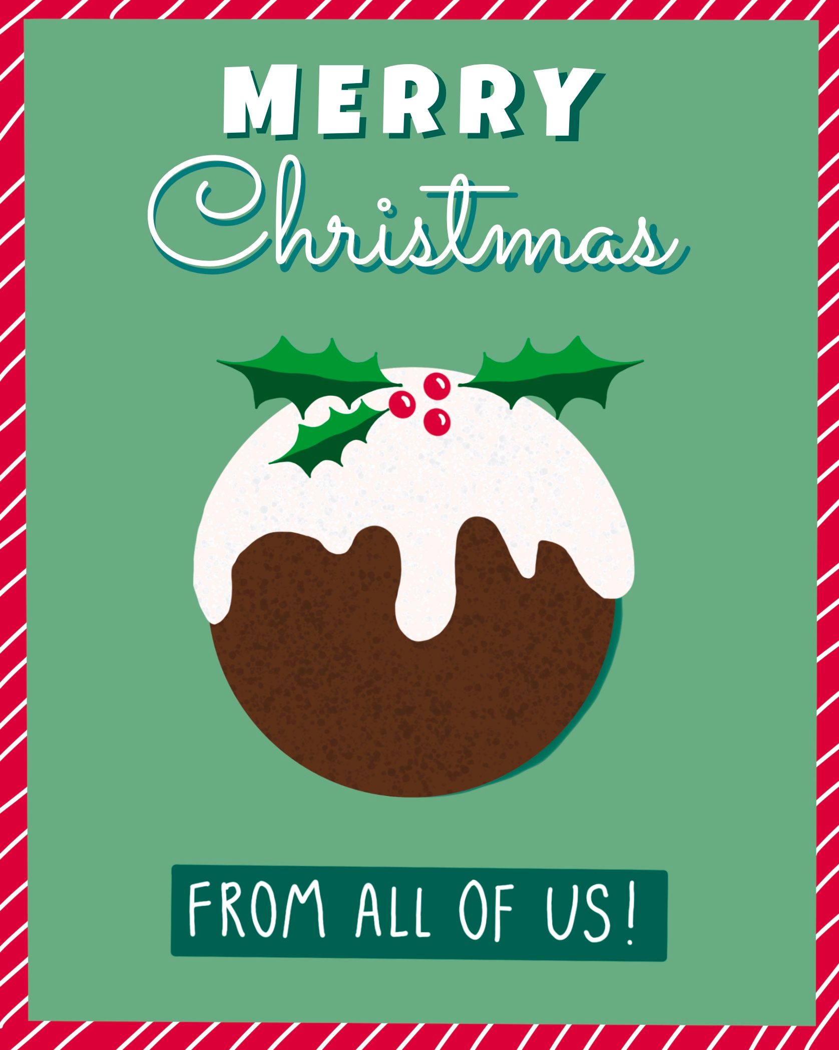Card design "merry christmas from all of us"