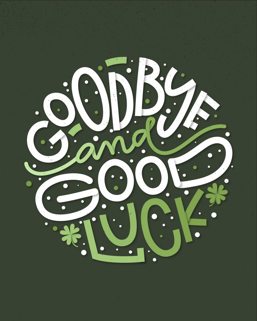 Card design "goodbye and good luck"
