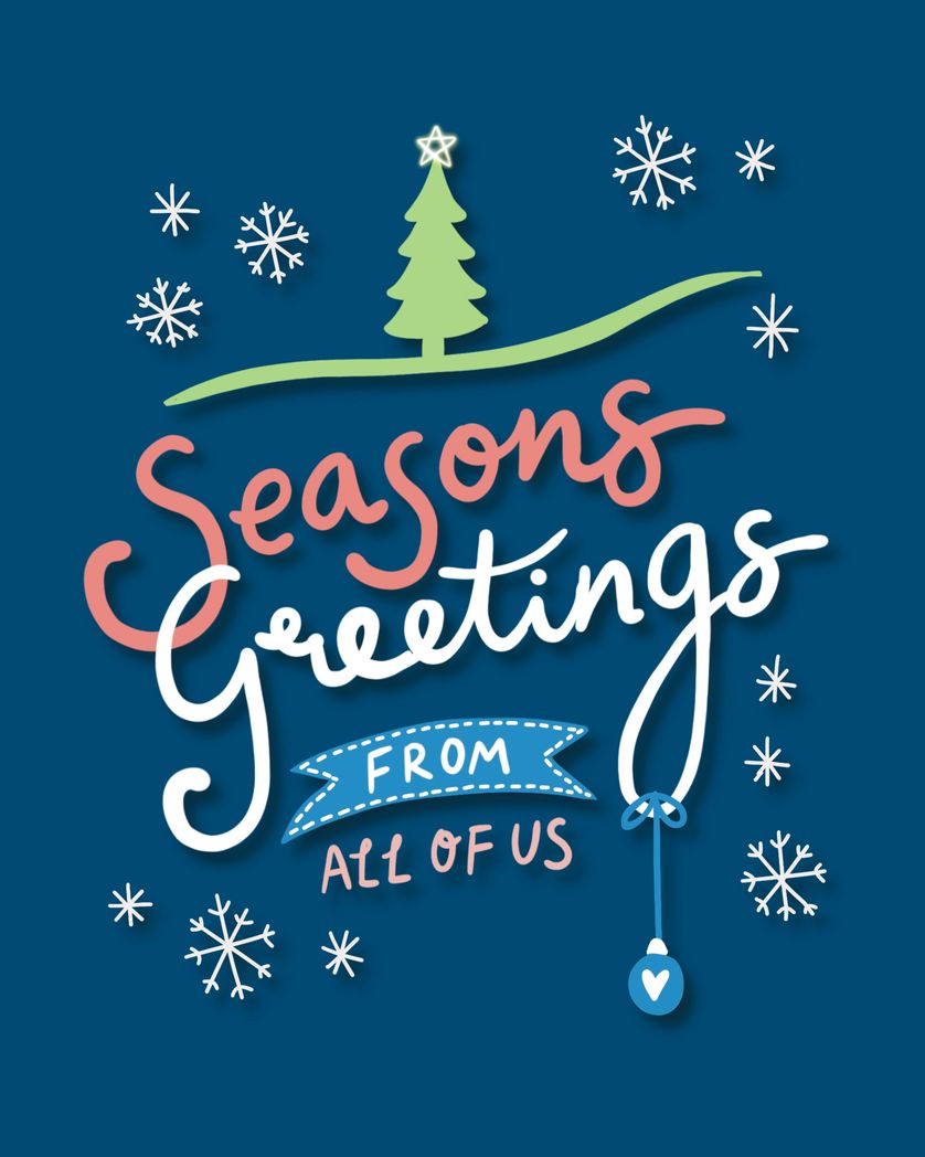 Card design "season's greetings from all of us"