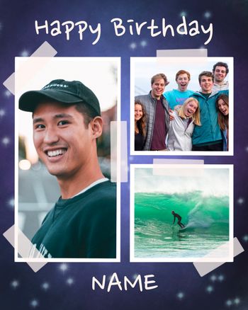 Use happy birthday stellar 3 image frame with custom name