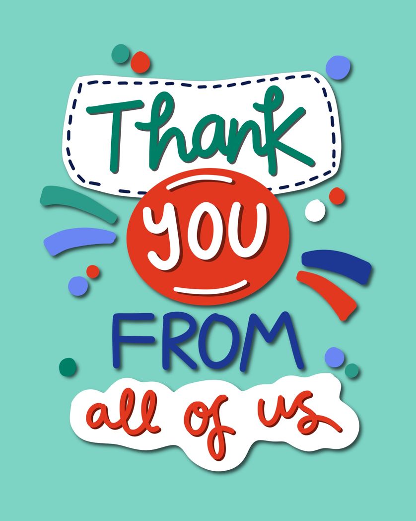 Card design "thank you from all of us"