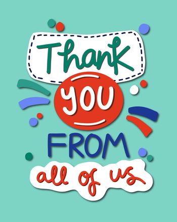 Use thank you from all of us