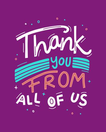 Use thank you from all of us