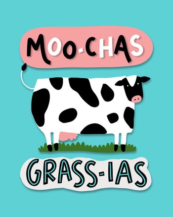 Use moochas grass-ias funny thank you card