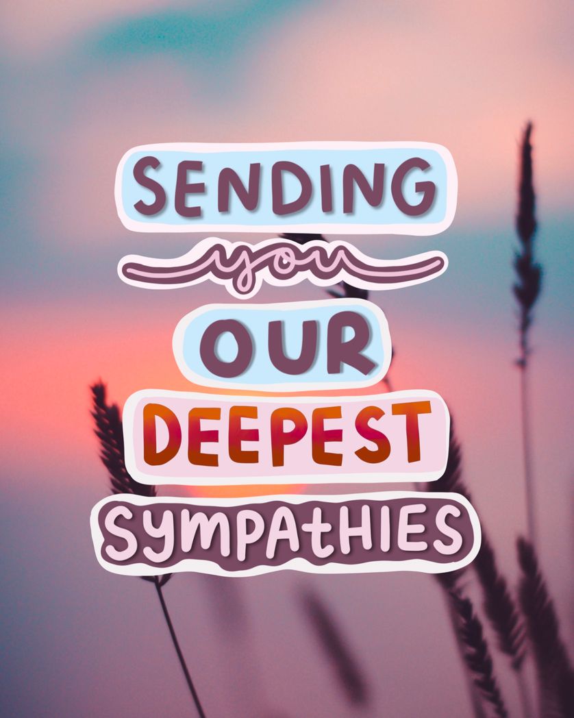 Card design "sending you our deepest sympathies"