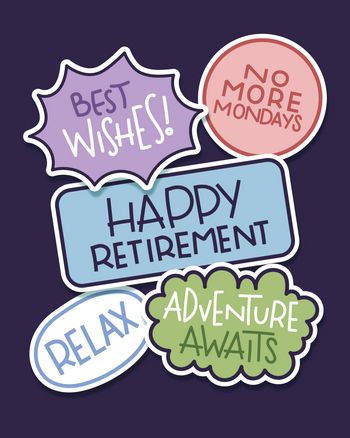 Use happy retirement stickers