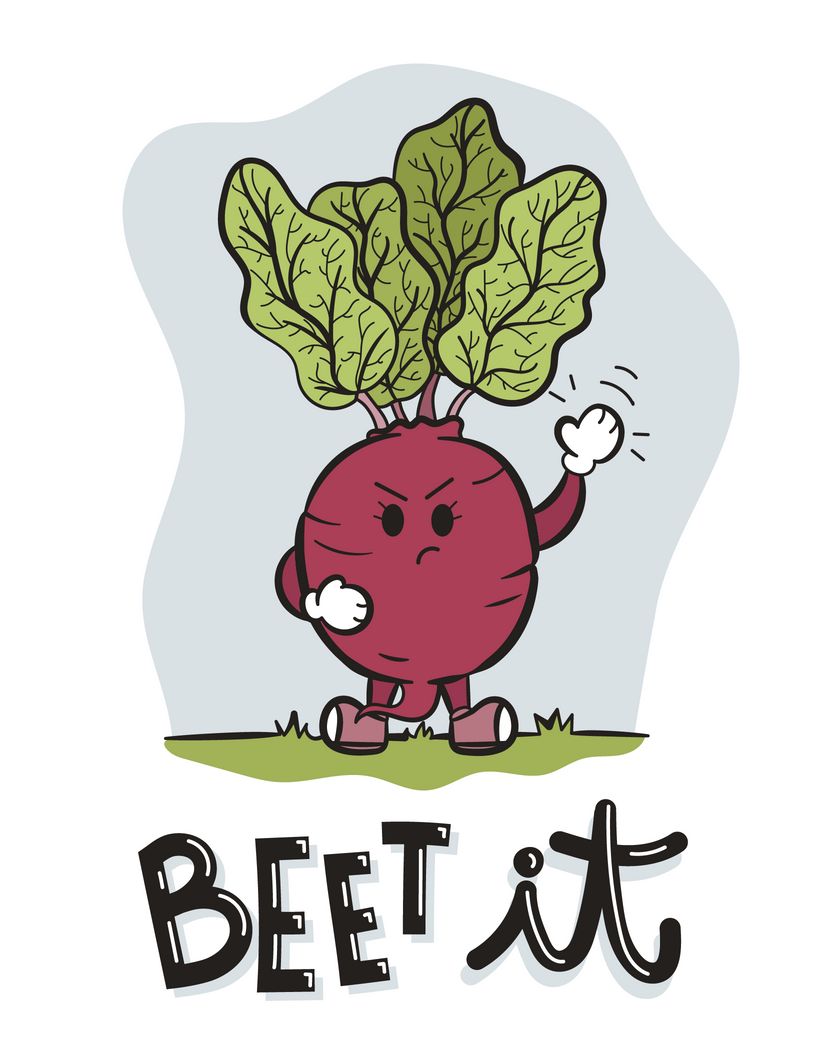Card design "Beet it - rude pun farewell card for a colleague"