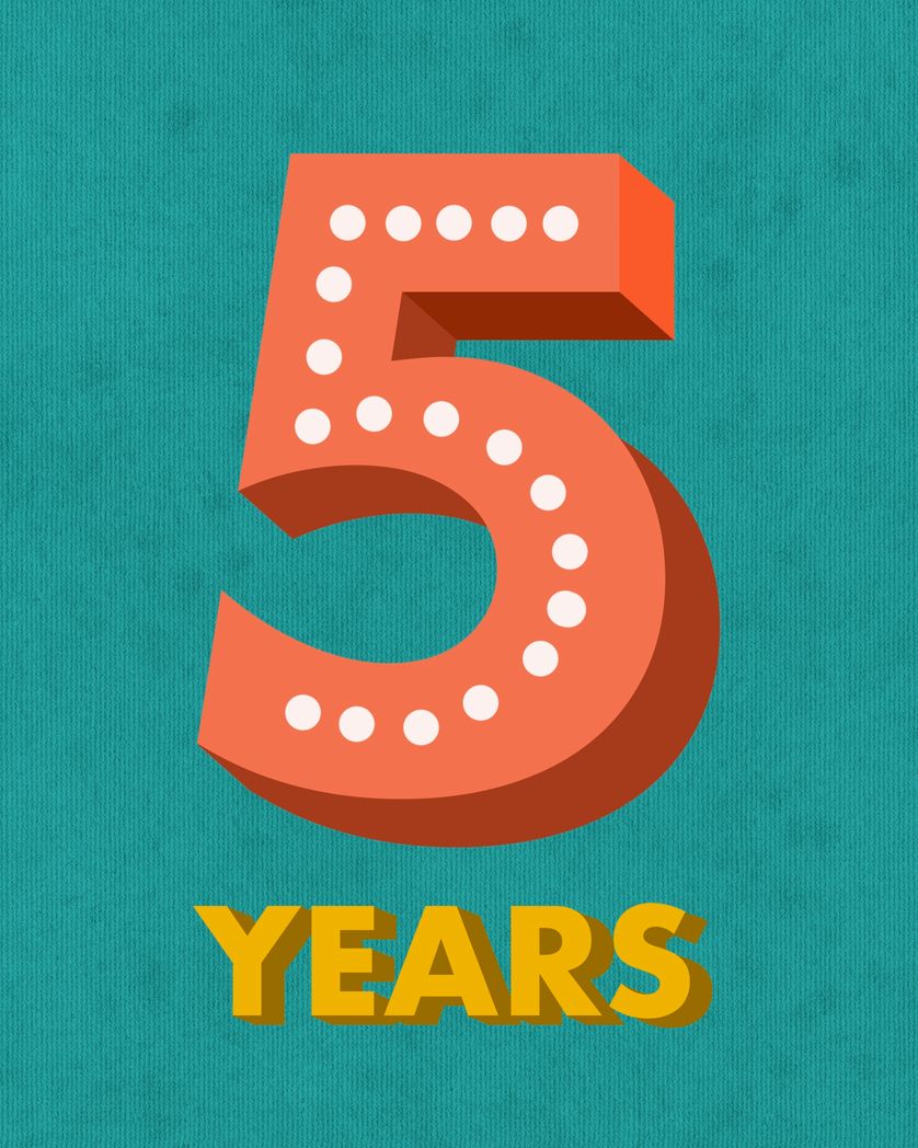 Card design "5 year work anniversary"