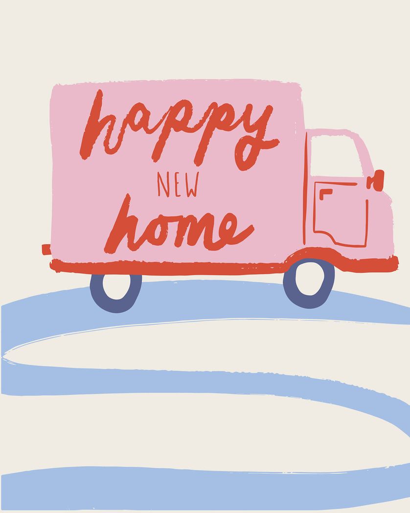 Card design "happy new home removals van"