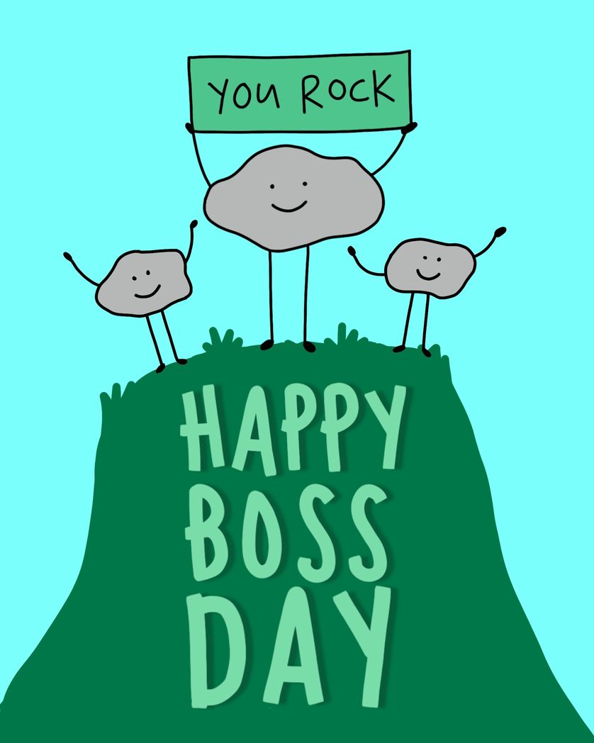 Card design "You rock - funny boss day card"