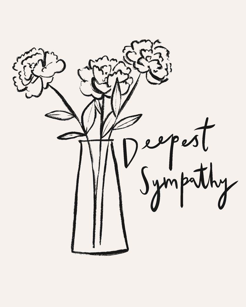 Card design "Deepest sympathy - floral vase sympathy card"