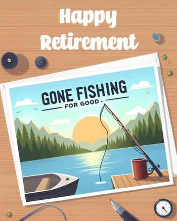 Use Gone fishing for good - funny retirement card