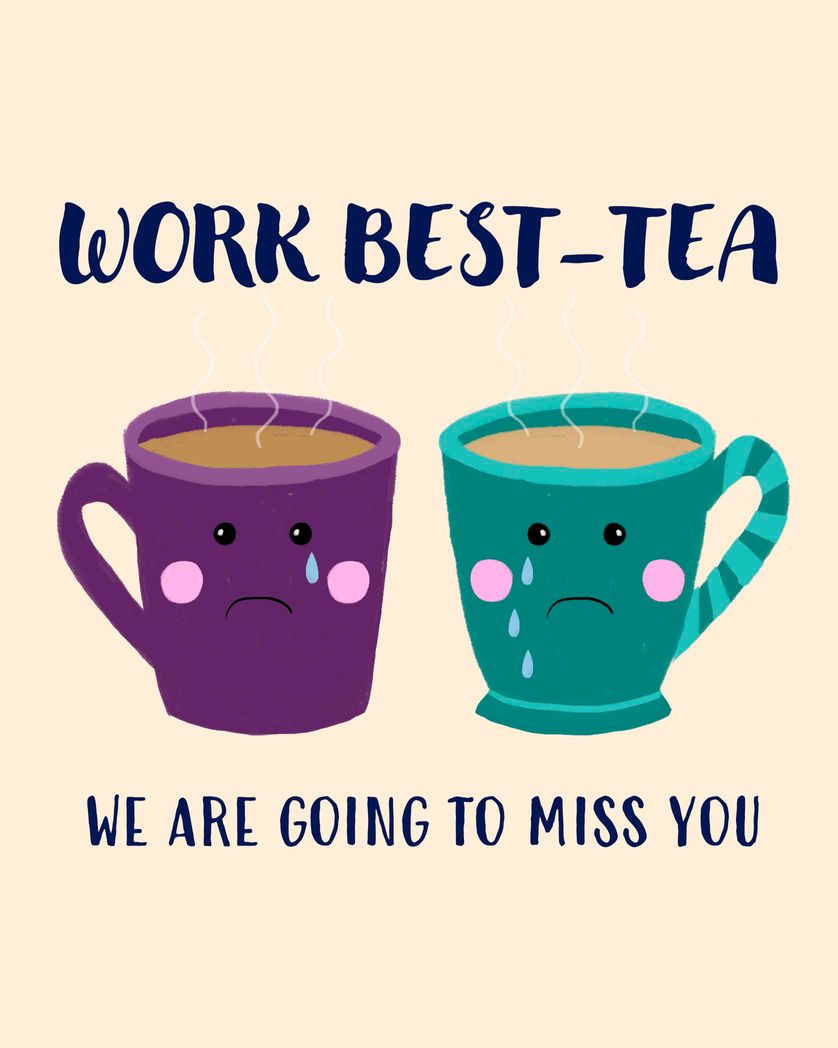 Card design "Goodbye work bestie - tea goodbye mug"