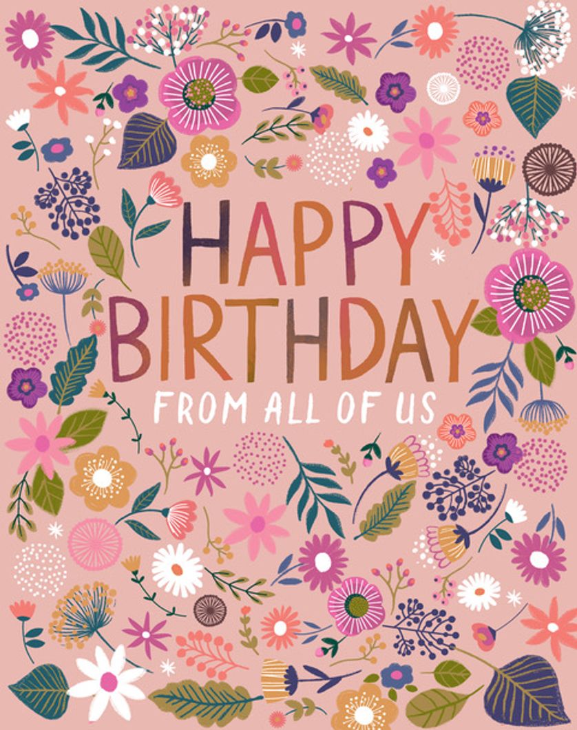 Card design "Happy birthday from all of us - group brithday card"