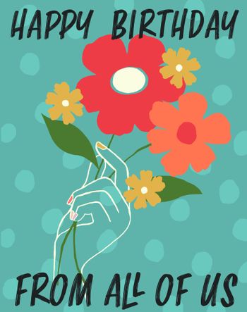 Use Happy birthday from all of us - team birthday card