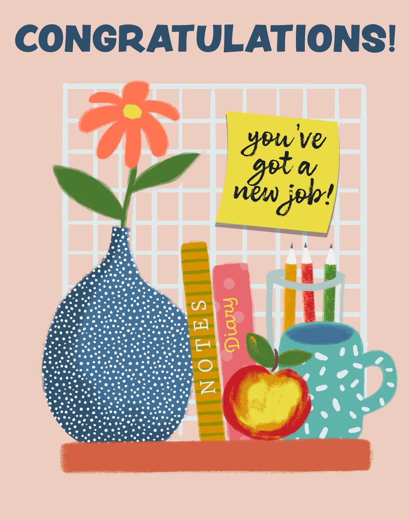 Card design "Congratulations you have a new job - farewell card"