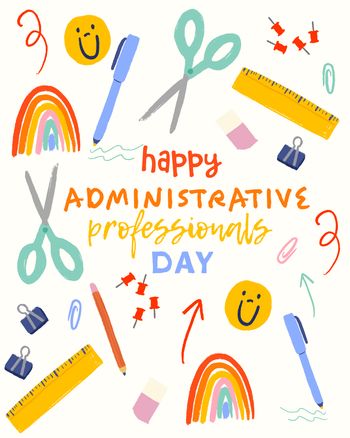 Use Happy administrative professionals day with stationary illustration