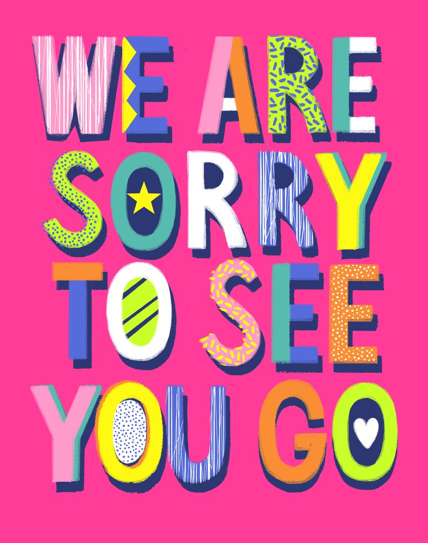 Card design "Big graphic text - Leaving"