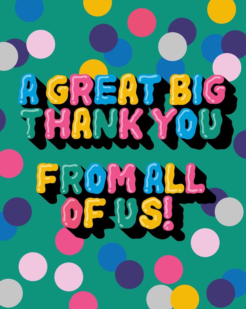 Card design "Jelly text - thank you"