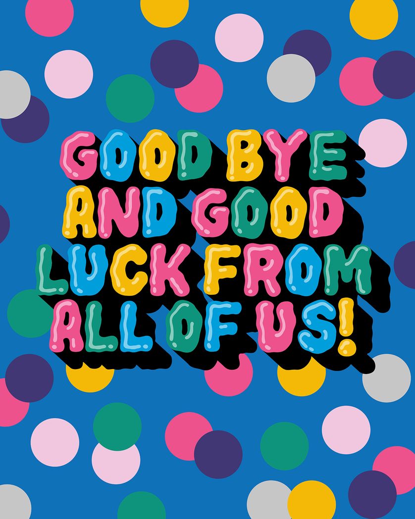 Card design "Jelly text - leaving"