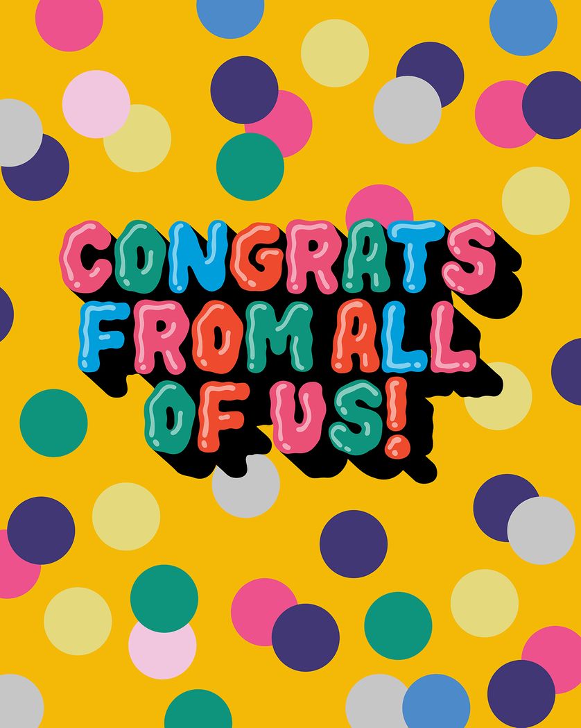 Card design "Jelly text - congrats"