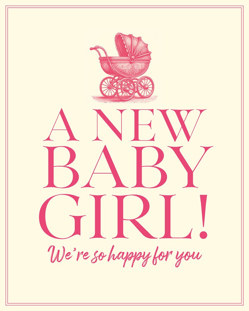 Card design "Vintage pram new baby"
