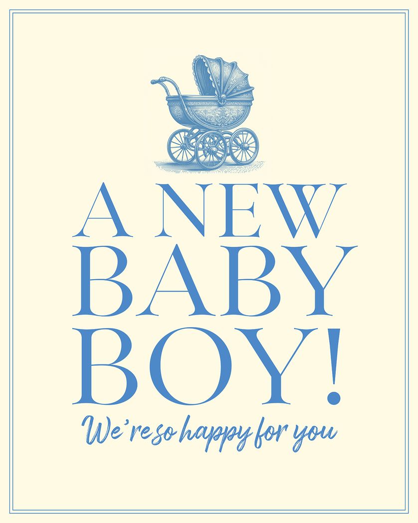 Card design "Vintage pram new baby"