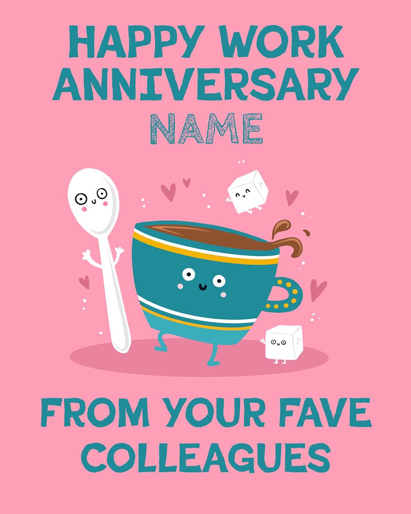 Card design "Work Anniversary Tea"