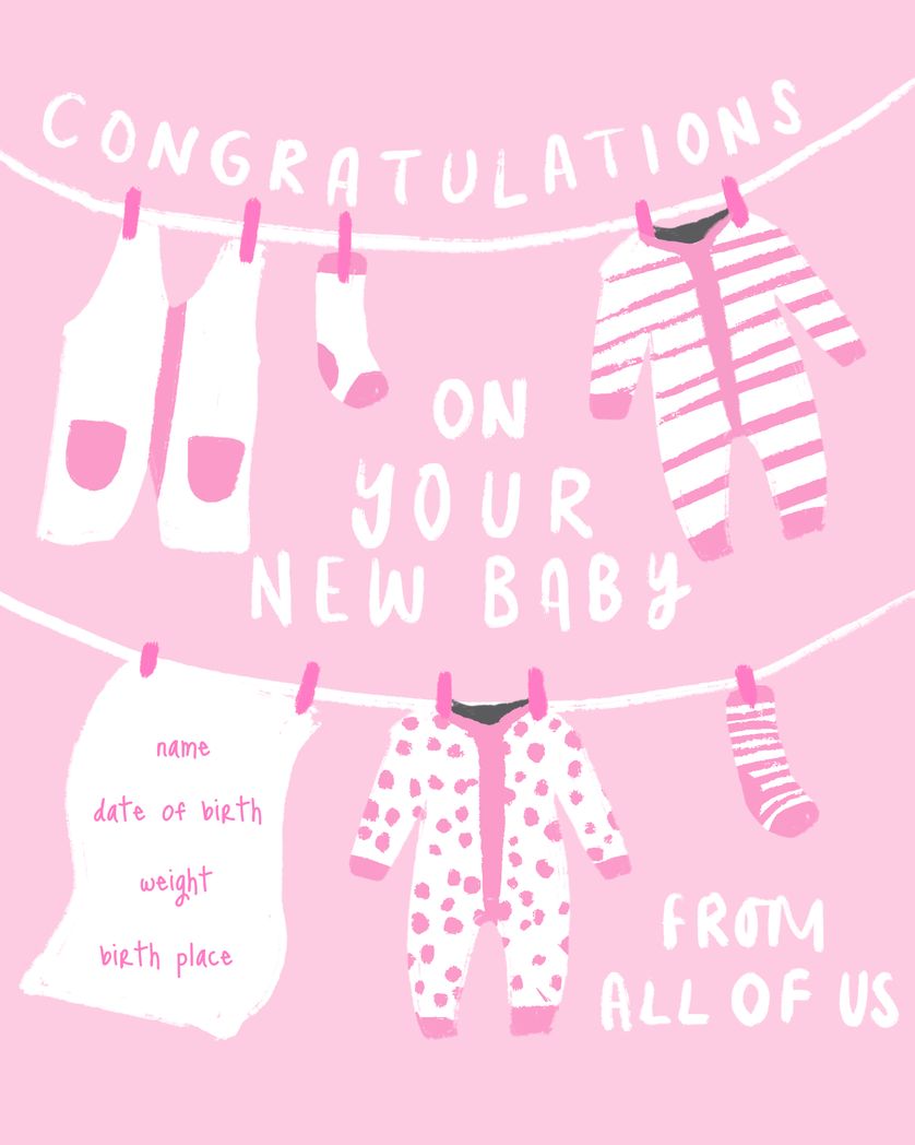 Card design "Washing Line girl"