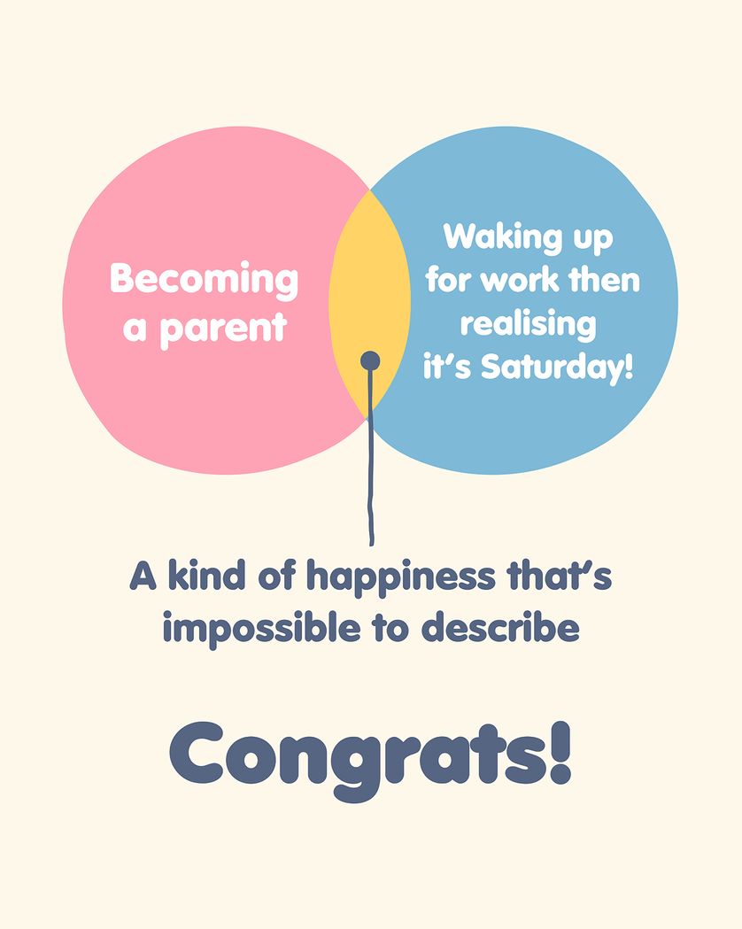 Card design "Venn diagram new baby card"