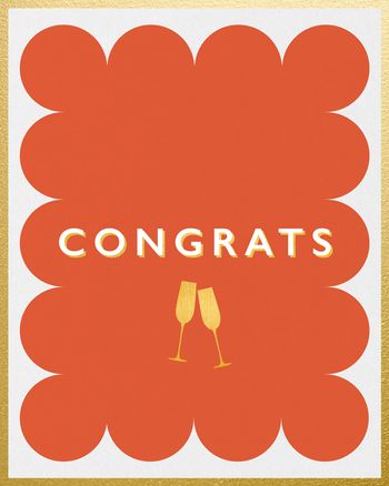 Use Classic Type Congrats Flutes Gold details Card - group card