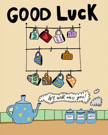 Use Mug rack - leaving group card
