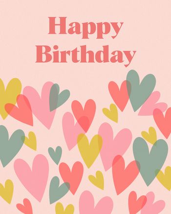 Use Heart confetti - Group Birthday ecard