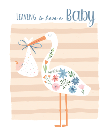 Use Stork rocking baby - Leaving to have a baby group ecard