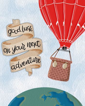 Use Balloon and globe - Group leaving ecard