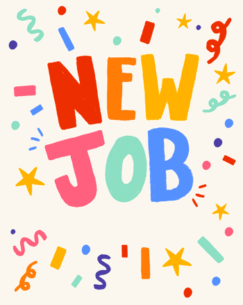 Use Confetti New Job - animated group leaving card