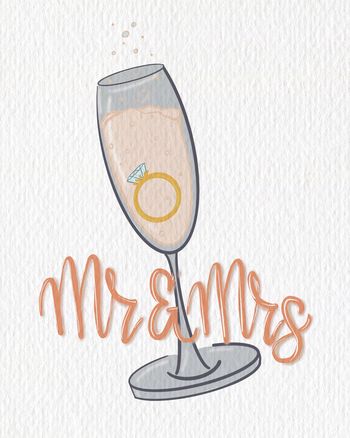 Use Diamond ring in glass - group wedding congrats card