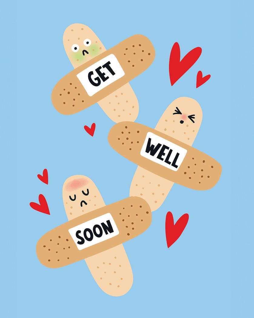 Card design "Poorly Plasters - group get well ecard"