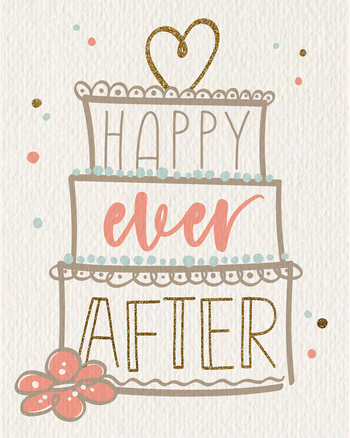 Use glittery wedding cake - group wedding congrats card