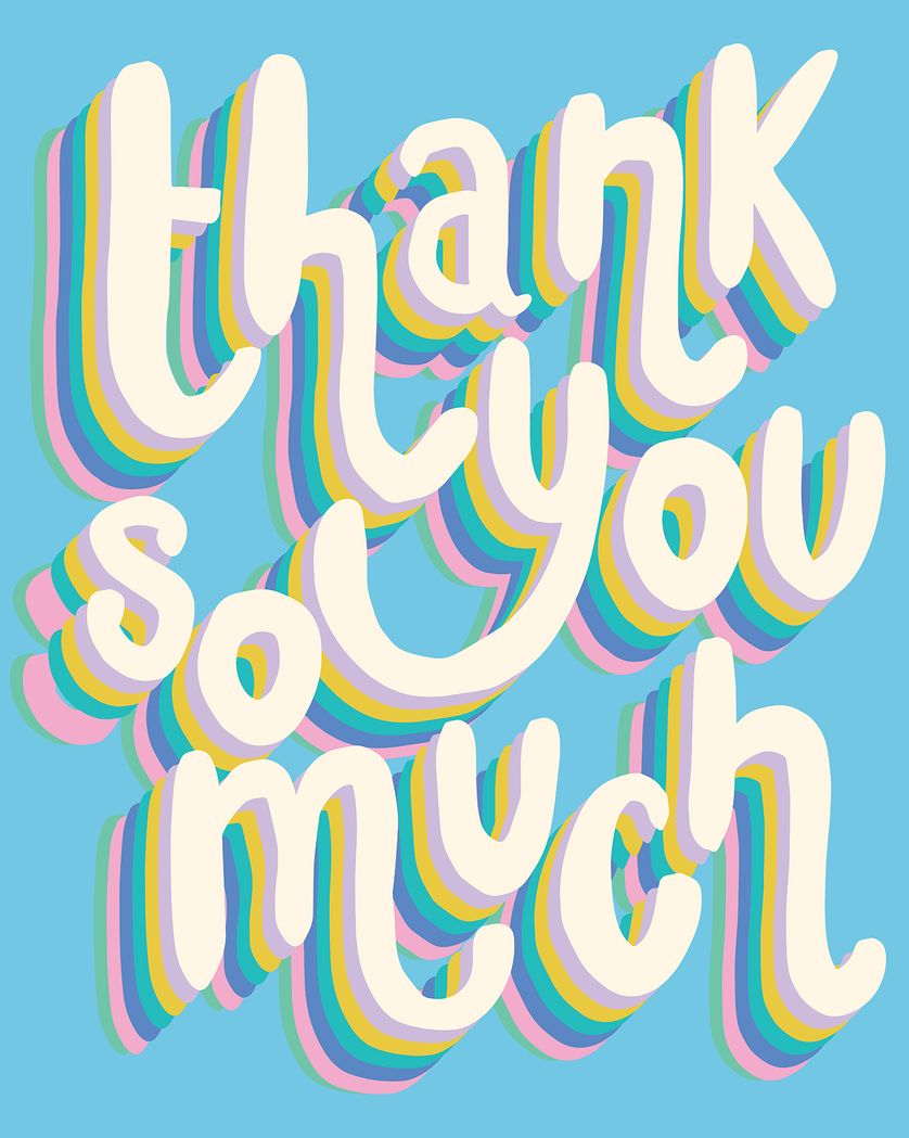 Card design "Bold curly type group thank you card"