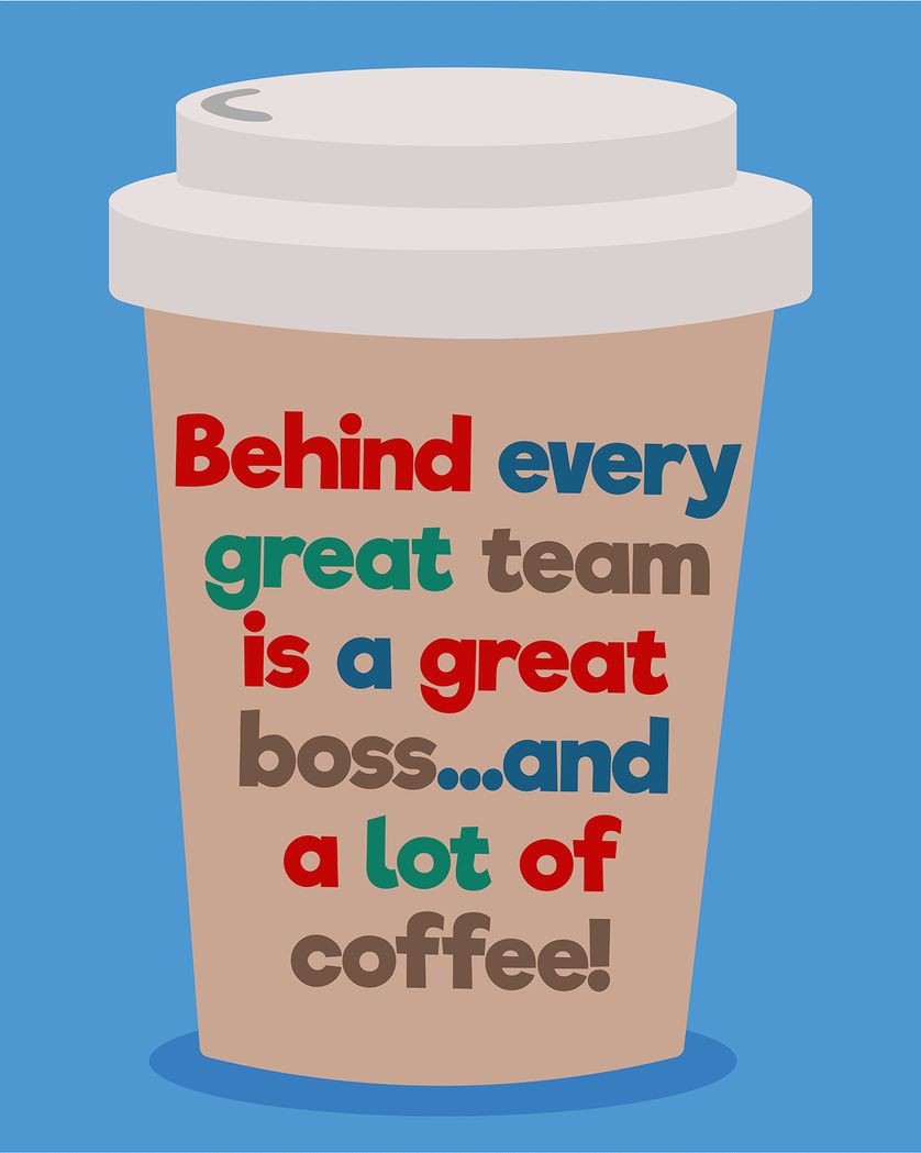 Card design "Coffee cup - group Boss day ecard"