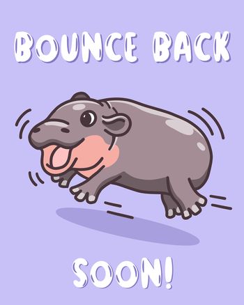 Use Bouncy Moo Deng - group get well ecard