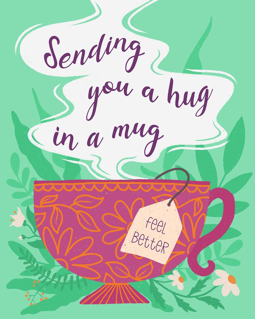 Card design "Tea and sympathy - group get well and sympathy ecard"