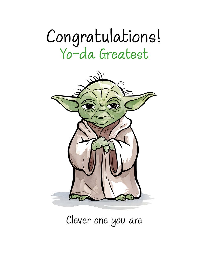 Card design "Yo-da congratulates you - group great-job ecard"