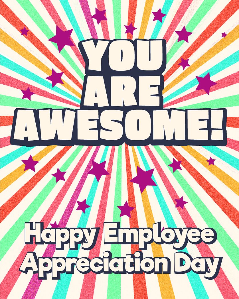 Card design "Awesome starburst - group employee ecard"